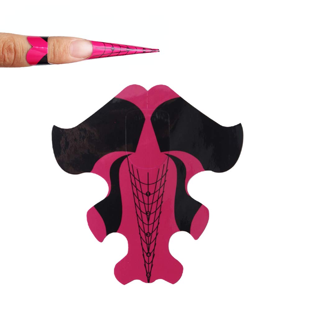 Yigo 100Pcs Nail Form Extension Sticker Self-Adhesive Nail Tips Guide, Gel Nail Stickers for Poly Gel/Extension/Acrylic Nail Molds Builder, Nail Art Equipment for Salon