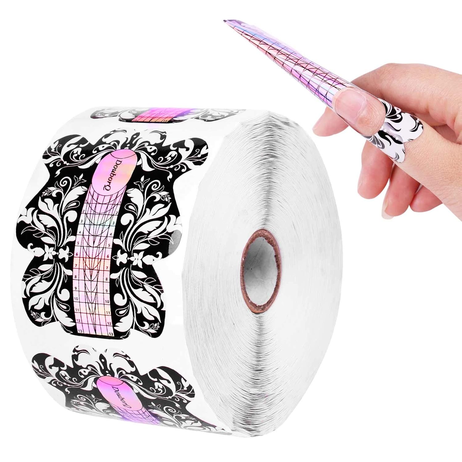 DouborQ 500PCS Acrylic Nail Forms,Nail Extension Tips,Nail Forms for Acrylic Nails,Acrylic Nail UV Gel Nail Forms Guide Stickers Nail Art Equipment for Salon