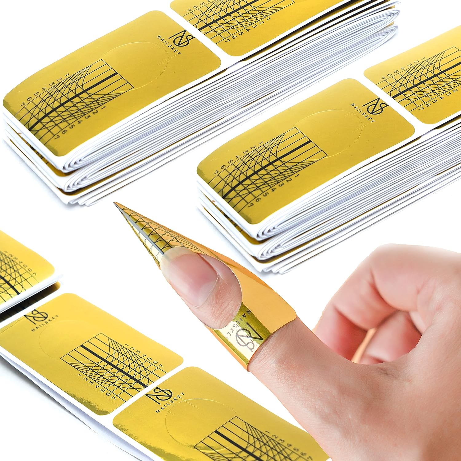 Nail Forms for Gel Builder – 100 Pcs Self Adhesive Nail Extension Stickers for Acrylic, UV & Poly Gel with Tip Sculpting Guide – Nail Art for Home & Salon (Pack of 100)